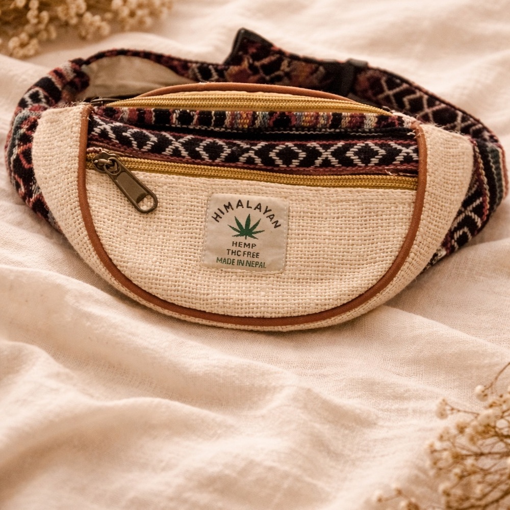 Boho Hemp Fanny Pack Tribal Festival Belt Bag